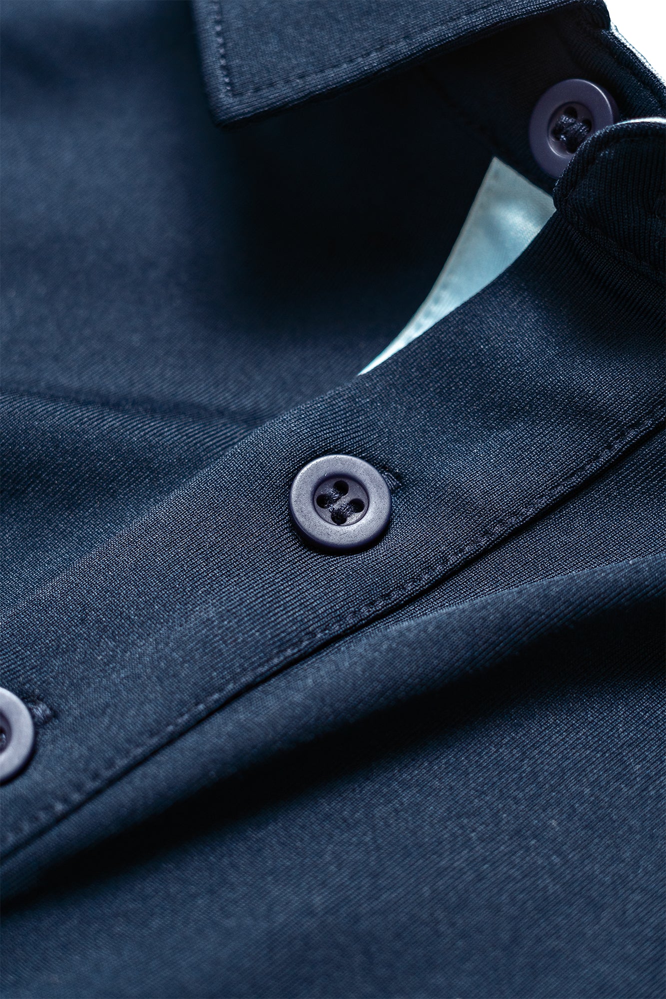 Men’s Performance Polo – Navy with Light‑Blue Trim