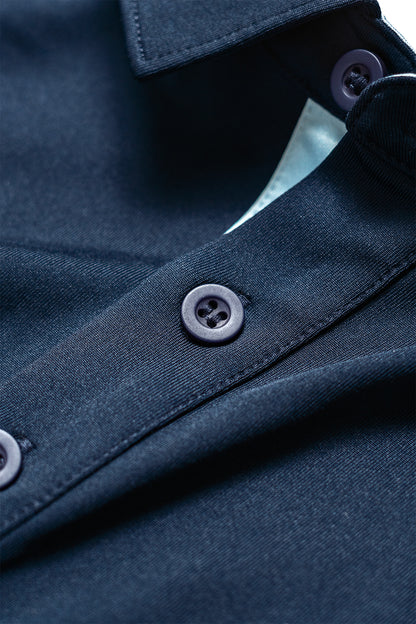 Men’s Performance Polo – Navy with Light‑Blue Trim